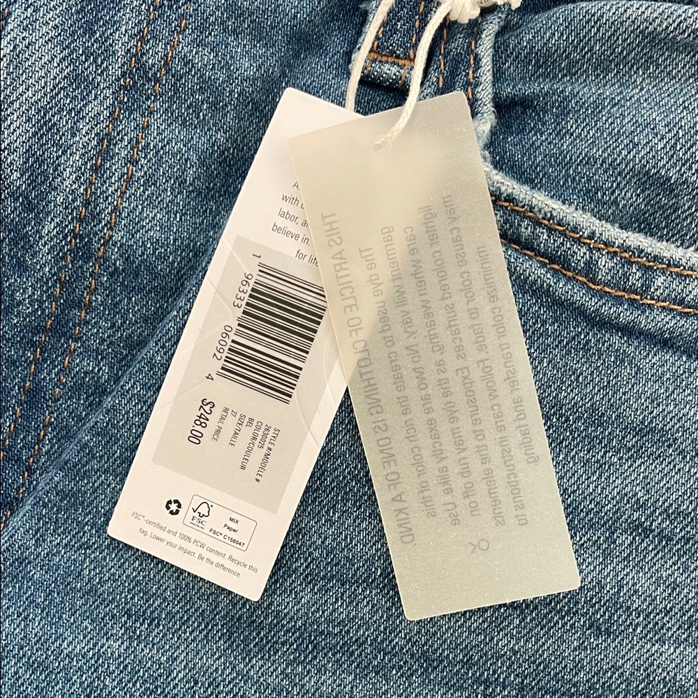 Outerknown Wide Leg Jeans NWT Size 27 Organic Cotton Sustainable Surf Blue - Picture 4 of 5